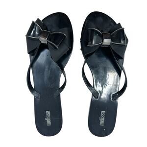 Melissa Harmonic Bow Flip Flop Thong Sandals Black Size US 9